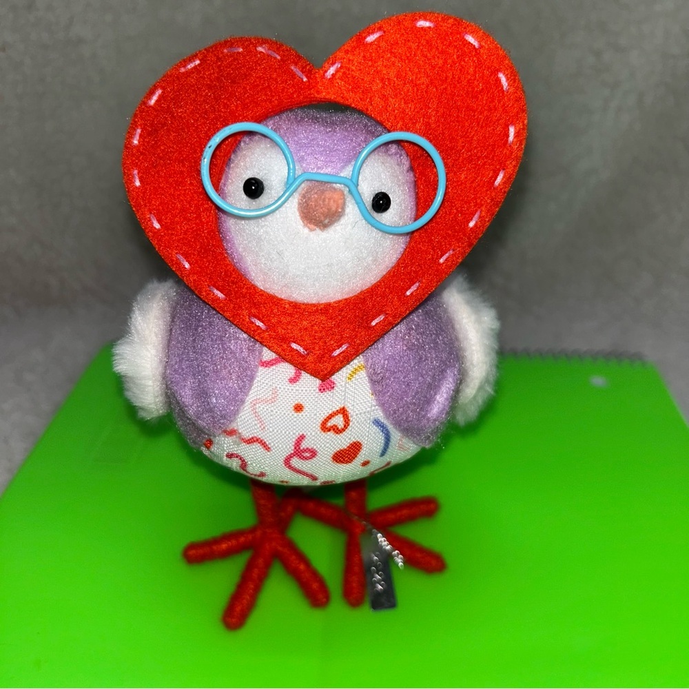 Spritz Target fabric bird 2022 Radley Valentine Day bird with tag heart face